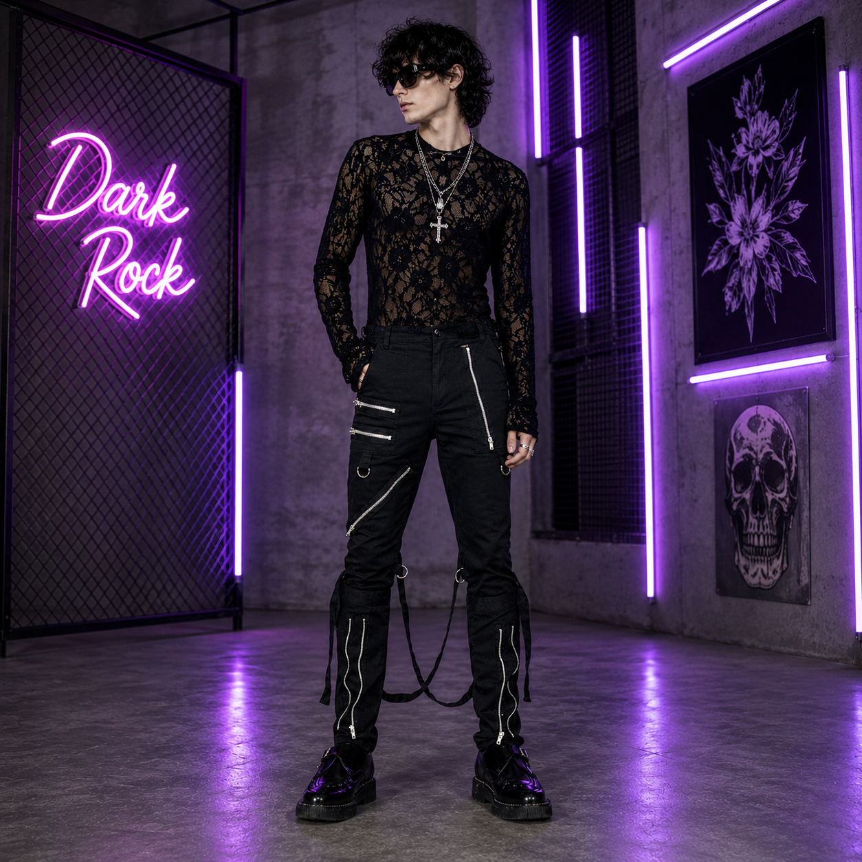 Extreme Bondage Gothic Punk Rocker Cyber Goth Steampunk Biker Pants Emo