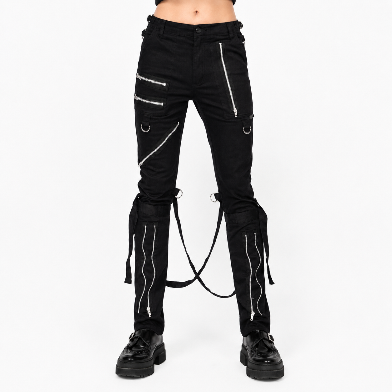 Extreme Bondage Gothic Punk Rocker Cyber Goth Steampunk Biker Pants Emo