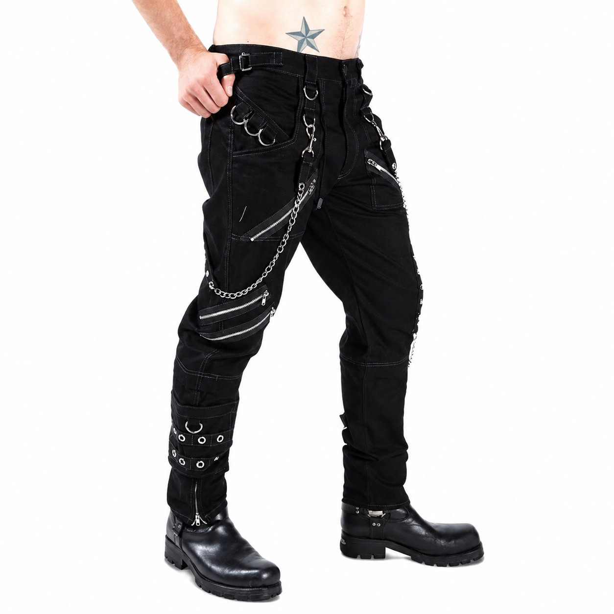 Eyelets Cargo Bondage Gothic Punk Rocker Cyber Goth Steampunk Biker