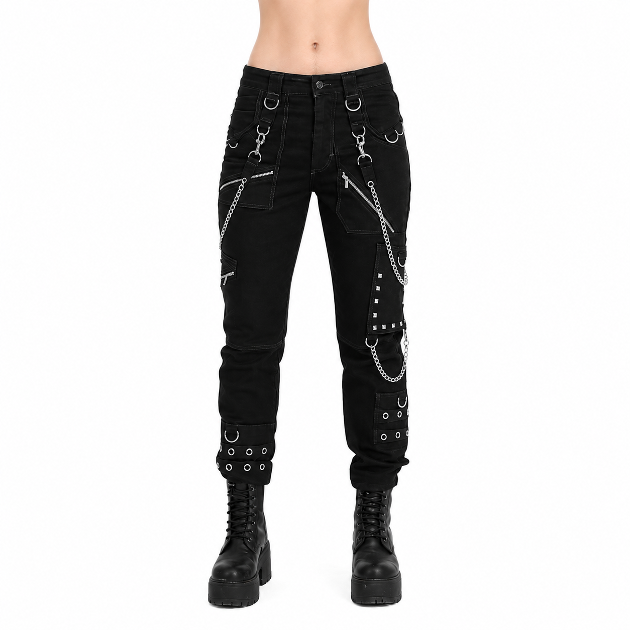 Eyelets Cargo Bondage Gothic Punk Rocker Cyber Goth Steampunk Biker
