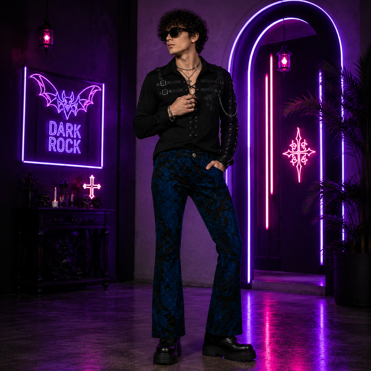 Tapestry Victorian Vampire Dracula Gothic Steampunk Pirate Blue Black Pants