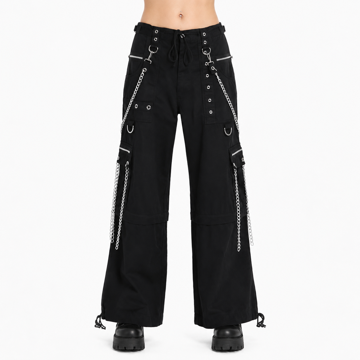 Gothic Straps Zipper Trousers Punk Rock Studs Metal Amp Chain Trouser Pants