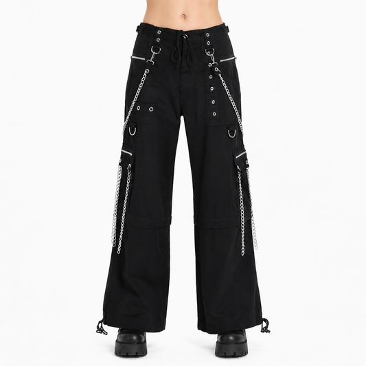 Gothic Straps Zipper Trousers Punk Rock Studs Metal Amp Chain Trouser Pants