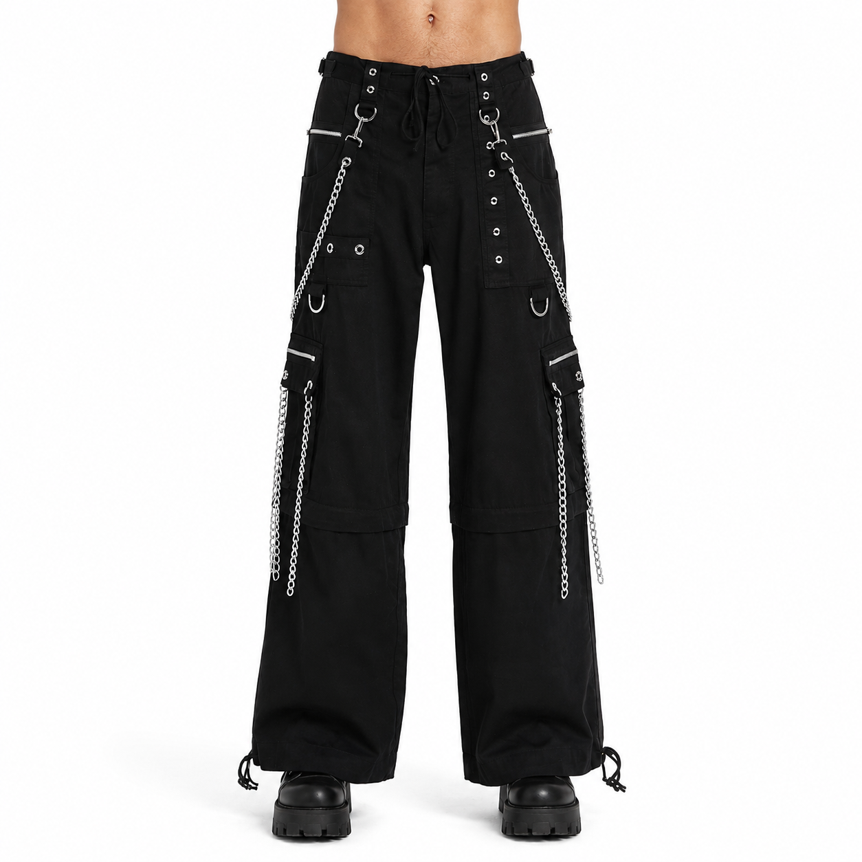 Gothic Straps Zipper Trousers Punk Rock Studs Metal Amp Chain Trouser Pants