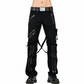 Gothic Straps Zipper Trousers Punk Rock Studs Metal Chain Trouser Pant