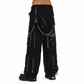 Gothic Men Black Chrome Trousers Punk Rock Studs Metal Chain Trouser
