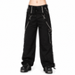 Gothic Men Black Chrome Trousers Punk Rock Studs Metal Chain Trouser