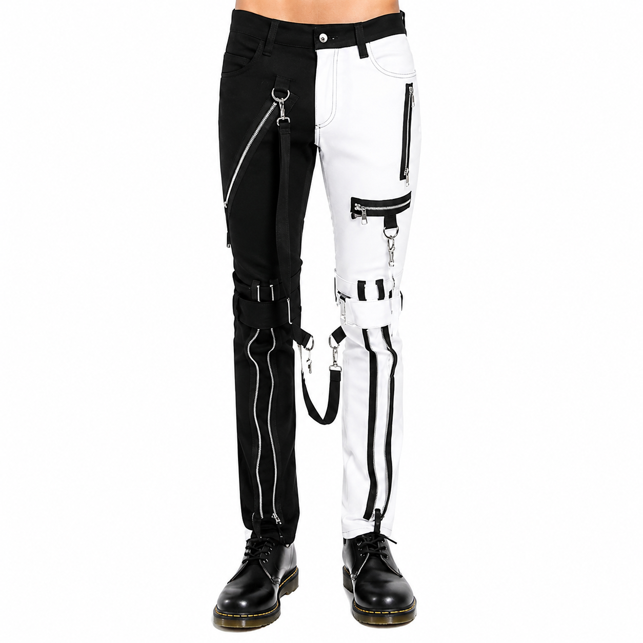 Prime Quality Men Gothic Bondage Gents Pant Black White Cotton Pants Pant Rock Hard Trouser Heavy Weight Pant Emo Pants