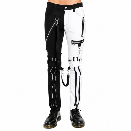 Prime Quality Men Gothic Bondage Gents Pant Black White Cotton Pants Pant Rock Hard Trouser Heavy Weight Pant Emo Pants