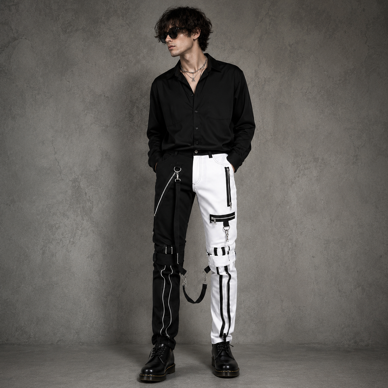 Prime Quality Men Gothic Bondage Gents Pant Black White Cotton Pants Pant Rock Hard Trouser Heavy Weight Pant Emo Pants