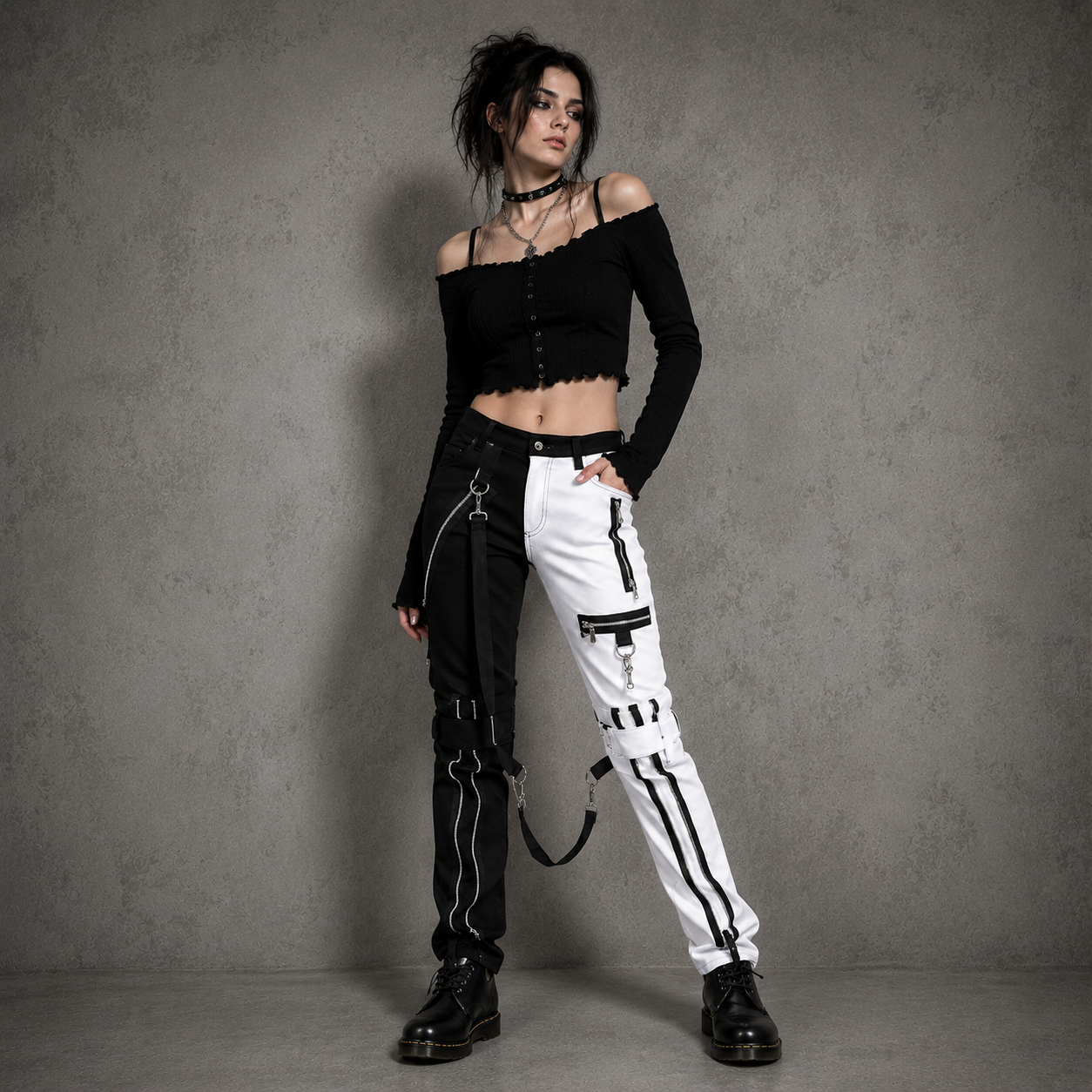 Prime Quality Men Gothic Bondage Gents Pant Black White Cotton Pants Pant Rock Hard Trouser Heavy Weight Pant Emo Pants