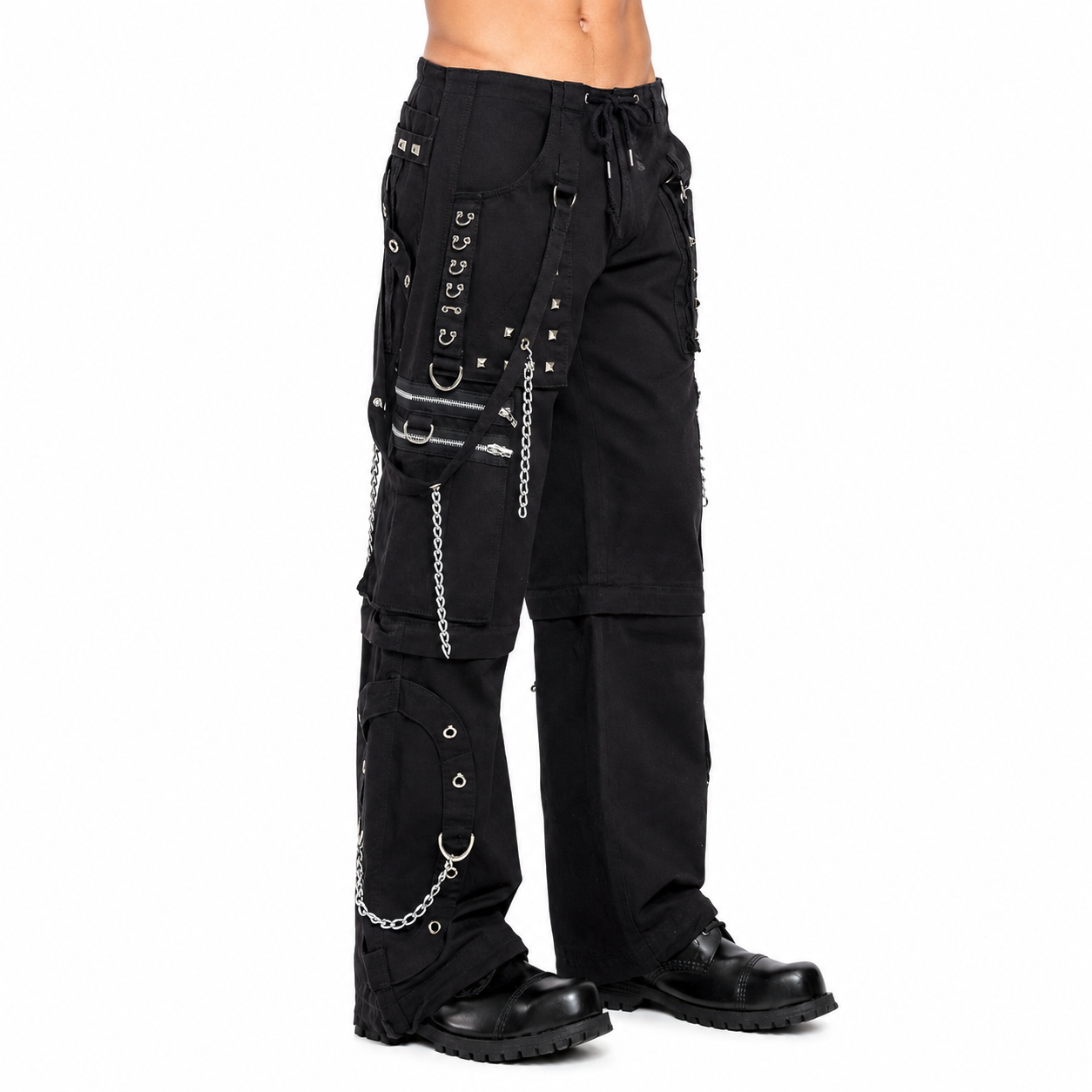 Men's Electro Bondage Rave Gothic Cyber Chain Goth Jeans Punk Rock Pants