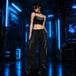 Men's Electro Bondage Rave Gothic Cyber Chain Goth Jeans Punk Rock Pants