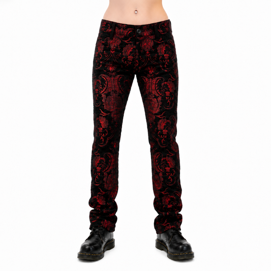 TAPESTRY VICTORIAN VAMPIRE DRACULA GOTHIC STEAMPUNK PIRATE RED BLACK PANTS