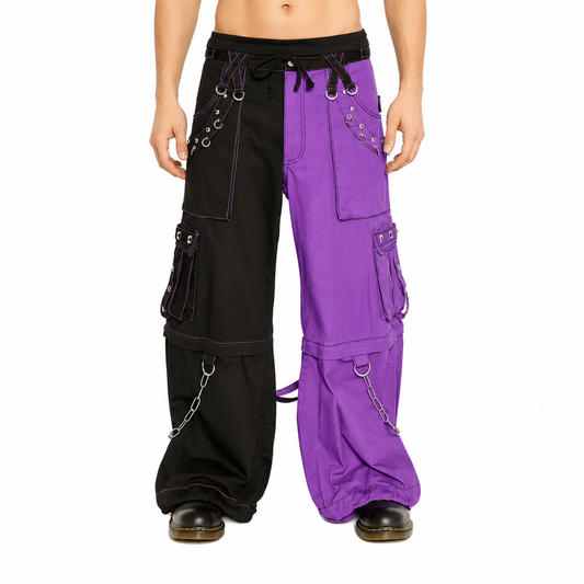 Gothic Bondage Men Pant Alternative Punk Rock Transformer Trouser Purple Baggy Pants