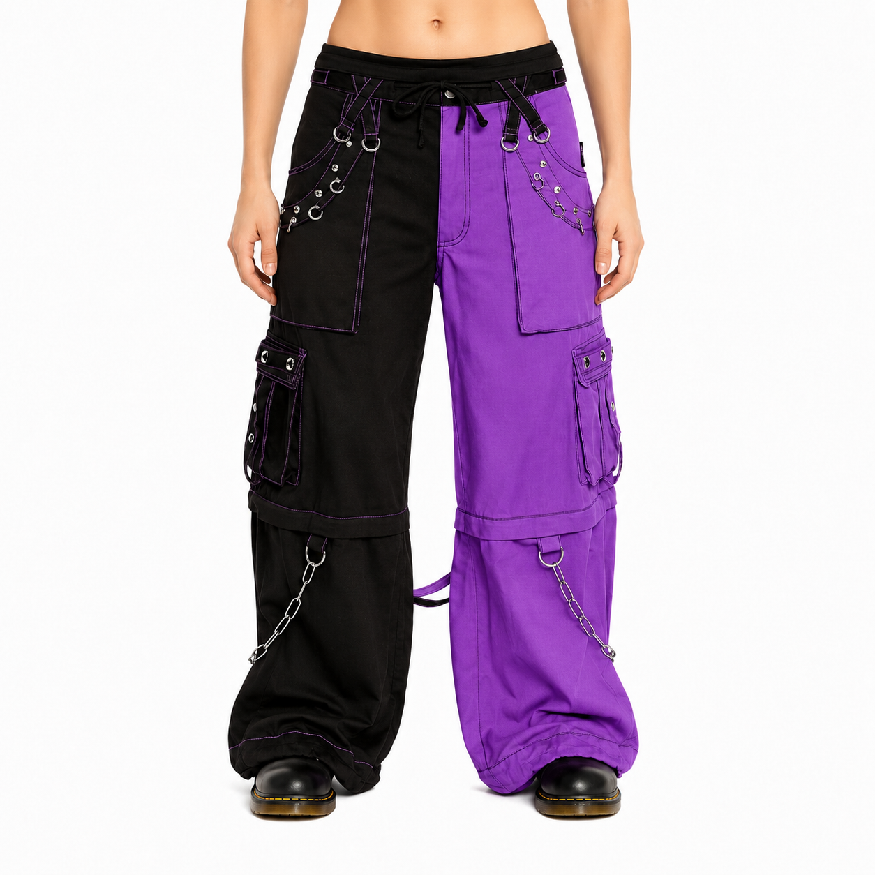 Gothic Bondage Men Pant Alternative Punk Rock Transformer Trouser Purple Baggy Pants