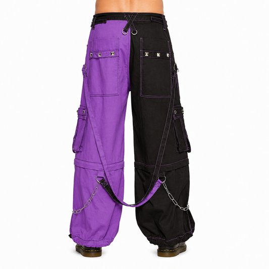 Gothic Bondage Men Pant Alternative Punk Rock Transformer Trouser Purple Baggy Pants
