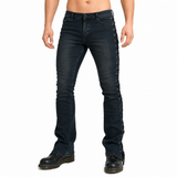 DARKROCK LACE UP ROCKER FIT RIFF BOOT CUT GOTHIC PUNK STAGE BLACK JEANS PANTS BIKER