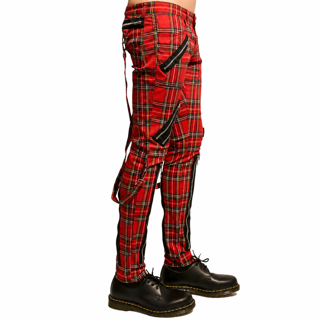 Gothic Bondage Red Straps Men Pant Alternative Punk Rebel Rock Emo Trouser Jeans Pant