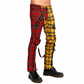 Men Bondage Straps Punk Split Leg Plaid Jeans Pant Alternative Rebel Rock Emo