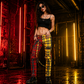 Men Bondage Straps Punk Split Leg Plaid Jeans Pant Alternative Rebel Rock Emo