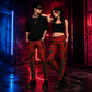 Gothic Bondage Red Straps Men Pant Alternative Punk Rebel Rock Emo Trouser Jeans Pant