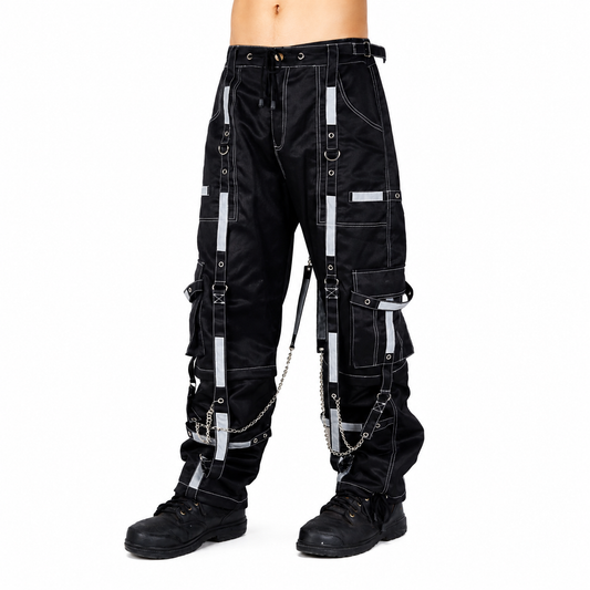 Gothic Bondage Reflective Men Pant Alternative Punk Rock Emo Trouser Pant Shorts