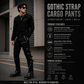 Men's Bondage Black Goth Punk Rock Morte Pants Buckle Chain Trouser Pants