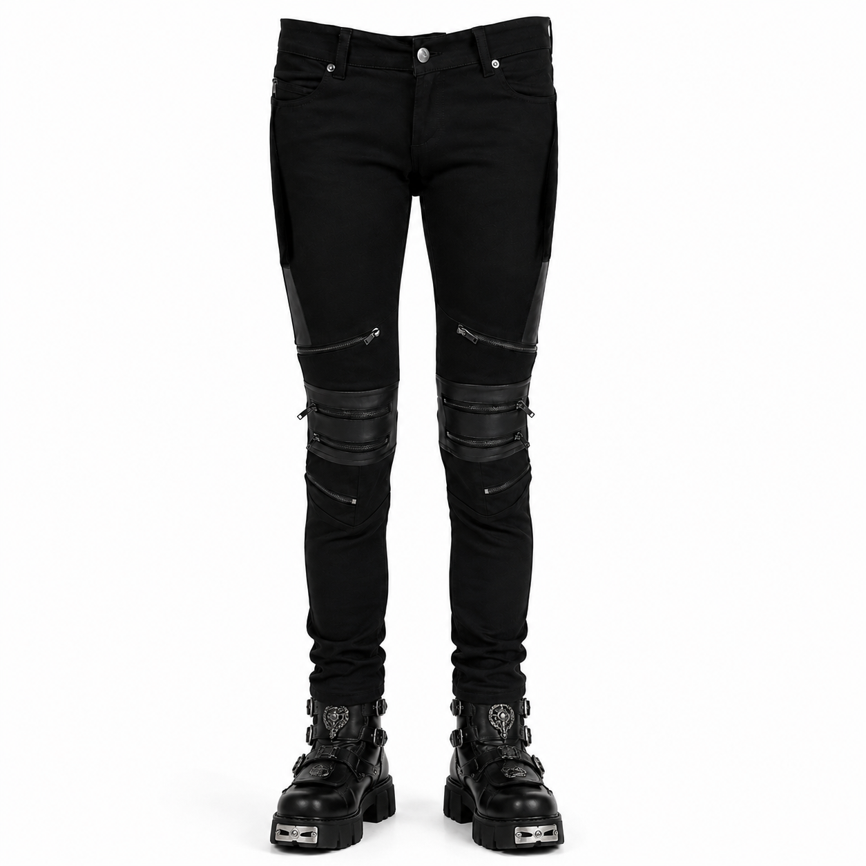GOTHIC BONDAGE JEANS HEAVY WEIGHT ZIPPER PUNK ROCK GOTH TROUSER PANTS