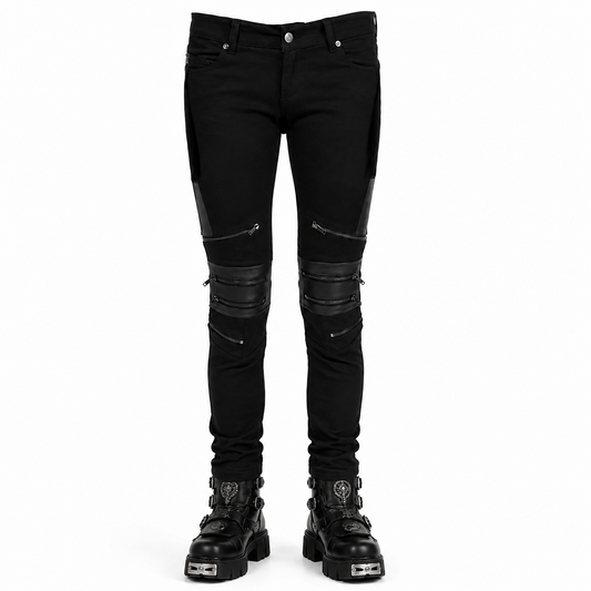 GOTHIC BONDAGE JEANS HEAVY WEIGHT ZIPPER PUNK ROCK GOTH TROUSER PANTS