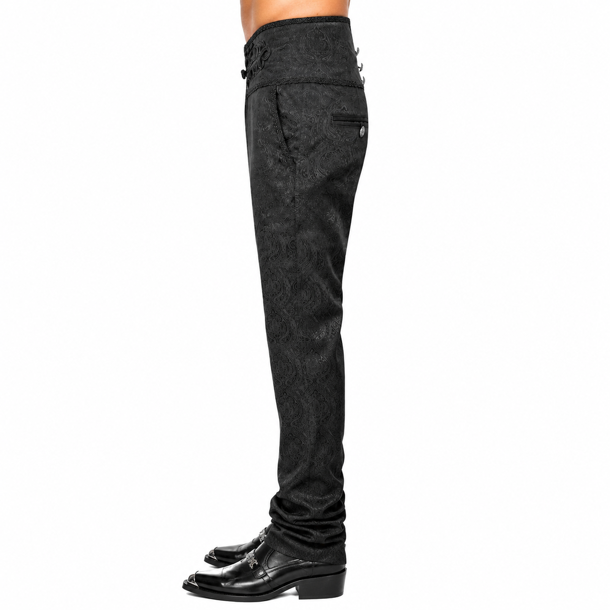 Men's Apocrypha Trousers Pants Steampunk Black Brocade Vintage Gothic Victorian