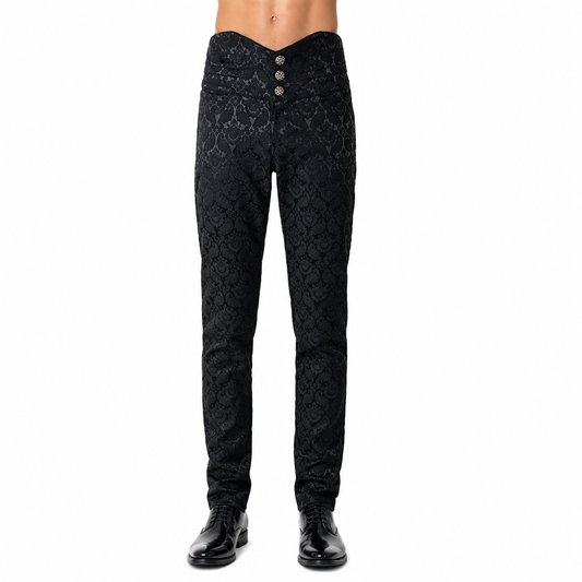 Men's Obscura Trousers Pants Steampunk Black Brocade Vintage Gothic Victorian
