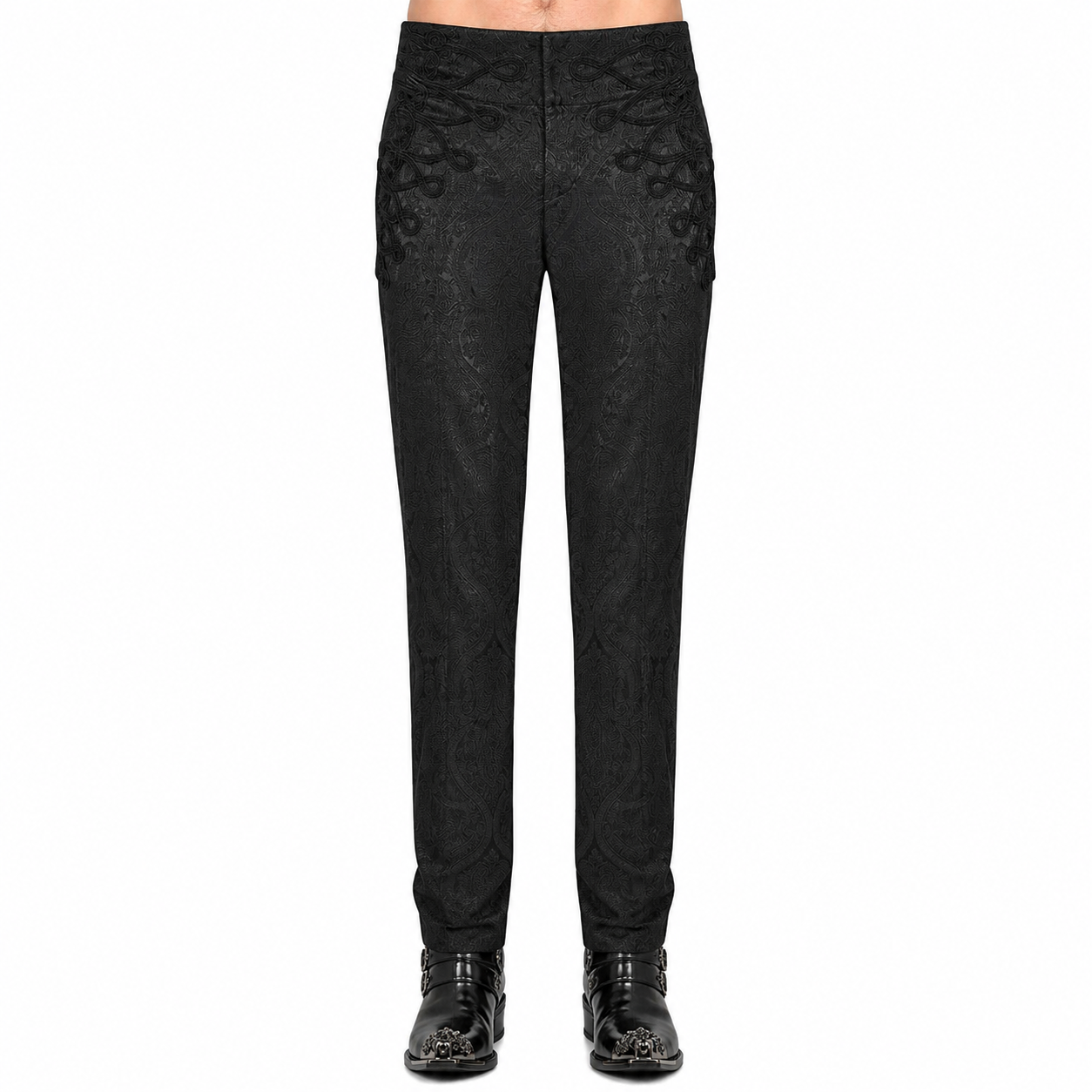 Men's Trousers Pants Black Brocade Steampunk Vintage Gothic Victorian