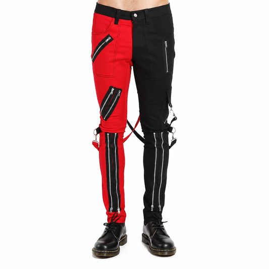 Men Gothic Split Leg Bondage Pant Rock Hard Trouser Heavy Weight Emo Pants