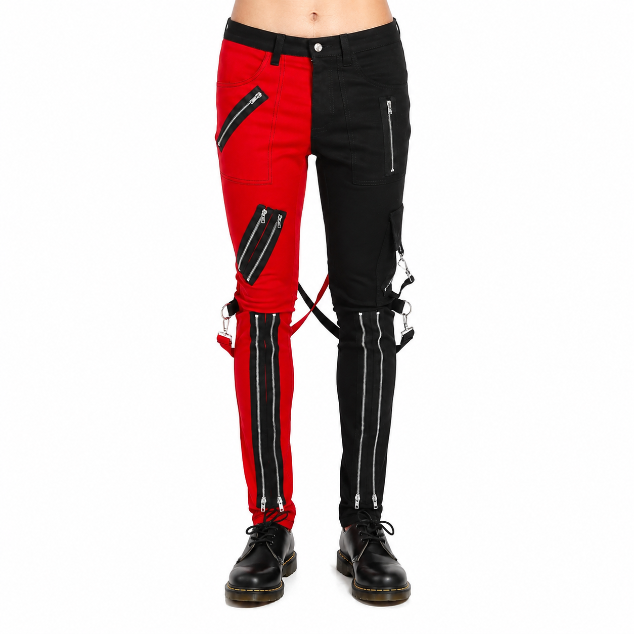 Men Gothic Split Leg Bondage Pant Rock Hard Trouser Heavy Weight Emo Pants