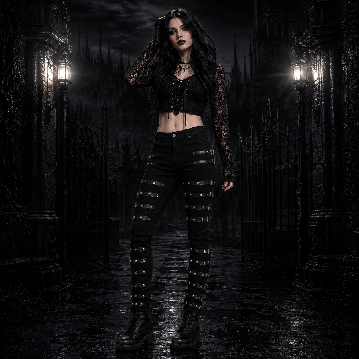 Men Gothic Bad Concert Black Metal Pant Rock Hard Trouser Heavy Pants