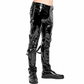 SKINNY JEANS BLACK GOTHIC SUPREME CHAOS VINYL PUNK REBEL PANTS WITH STRAP