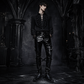 SKINNY JEANS BLACK GOTHIC SUPREME CHAOS VINYL PUNK REBEL PANTS WITH STRAP