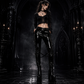 SKINNY JEANS BLACK GOTHIC SUPREME CHAOS VINYL PUNK REBEL PANTS WITH STRAP