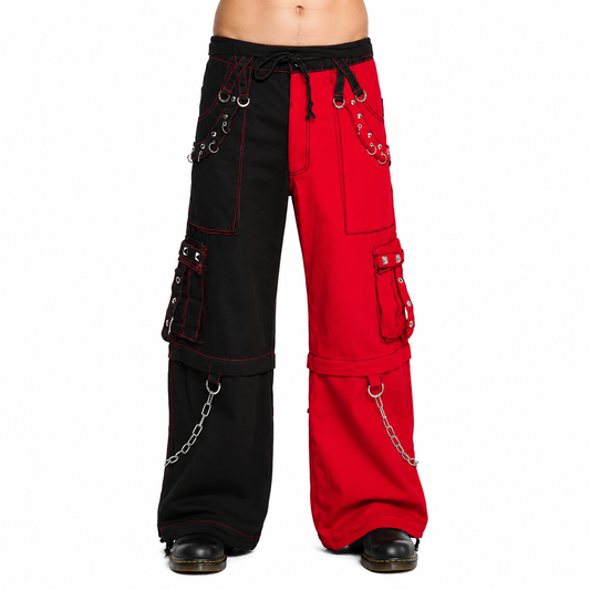 Men Bondage Trouser Punk Rock Transformer Baggy Black Split Leg Pants Emo