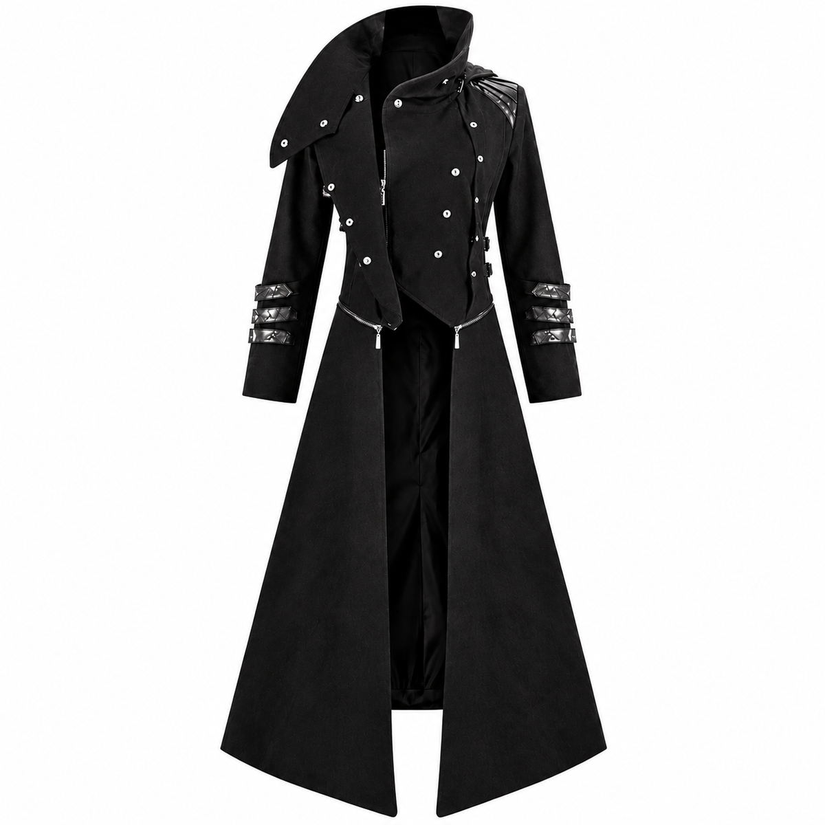 Scorpion Men's Black Punisher Hooded Trench Coat Long Jacket Black Gothic Steampunk