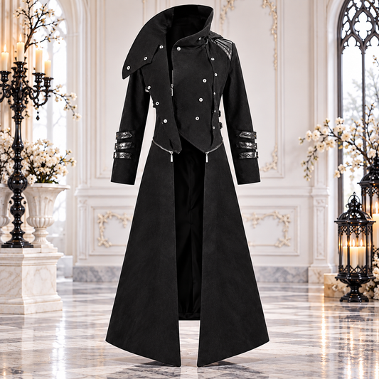 Scorpion Men's Black Punisher Hooded Trench Coat Long Jacket Black Gothic Steampunk