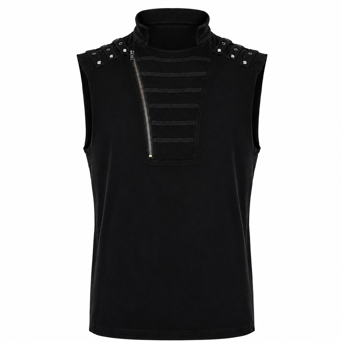 Gothic Mens Dark Gothic Zip Up Tank Top Vest