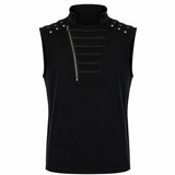 Gothic Mens Dark Gothic Zip Up Tank Top Vest