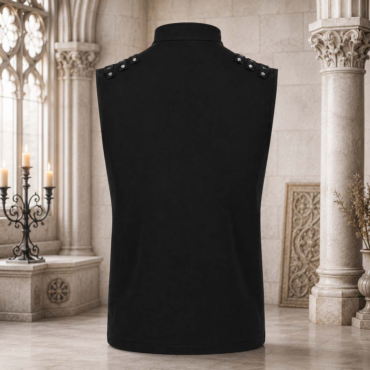 Gothic Mens Dark Gothic Zip Up Tank Top Vest
