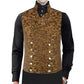 Men's Steampunk Double-Breasted Waistcoat Gold Vest Gothic/Western-Reenactment/Usa