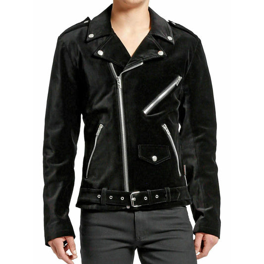 DARKROCK Gothic Moto Black Velvet Motorcycle Jacket Punk Fetish EMO Biker Jacket (1)