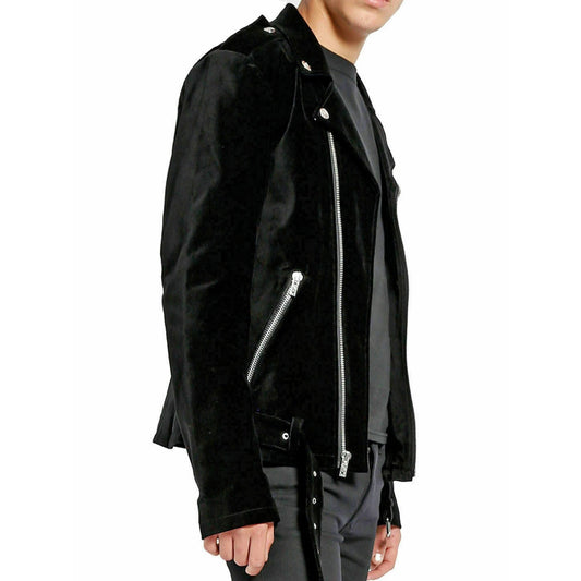 DARKROCK Gothic Moto Black Velvet Motorcycle Jacket Punk Fetish EMO Biker Jacket (3)