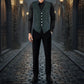 Men's Brocade Vest Waistcoat Black Damask Velvet Gothic Steampunk Renaissance