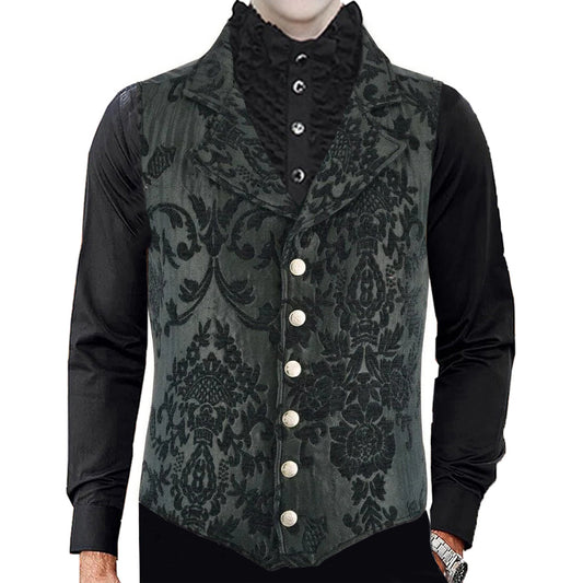 VICTORIAN GENTLEMAN'S ARISTOCRAT VEST TAPESTRY STYLISH CASUAL VEST BLACK